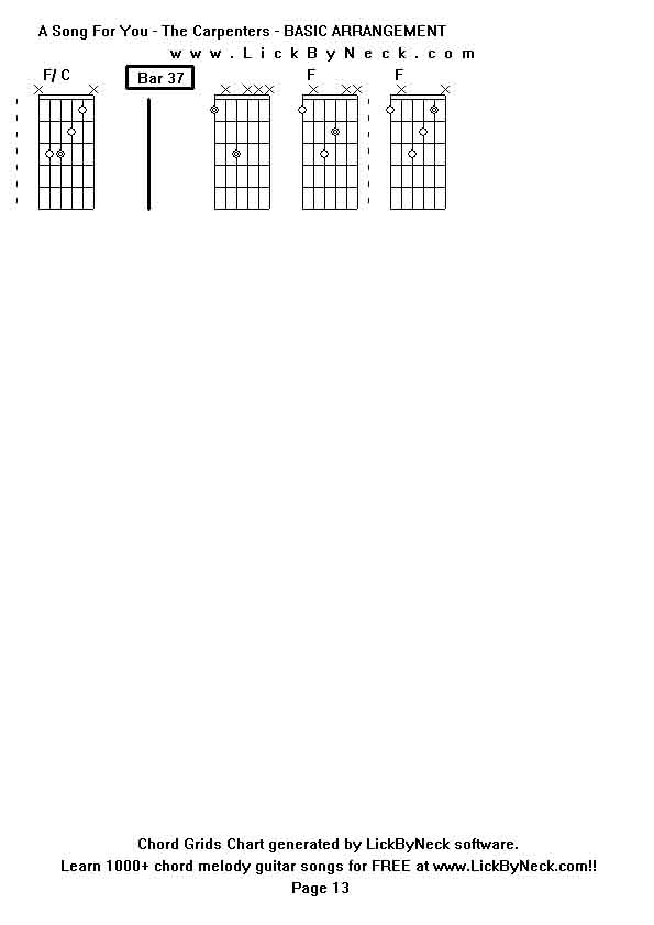 Chord Grids Chart of chord melody fingerstyle guitar song-A Song For You - The Carpenters - BASIC ARRANGEMENT,generated by LickByNeck software.